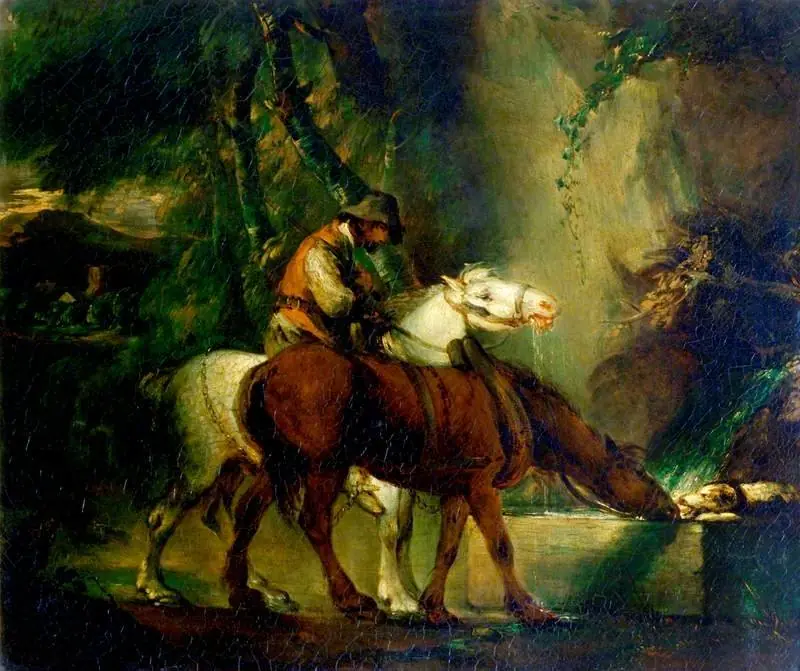 Cart Horses at a Drinking Trough