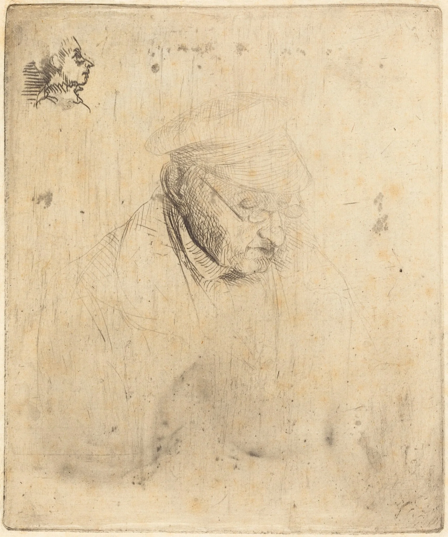 René-Hilaire de Gas, Grandfather of the Artist, by Edgar Degas, ink, 1856