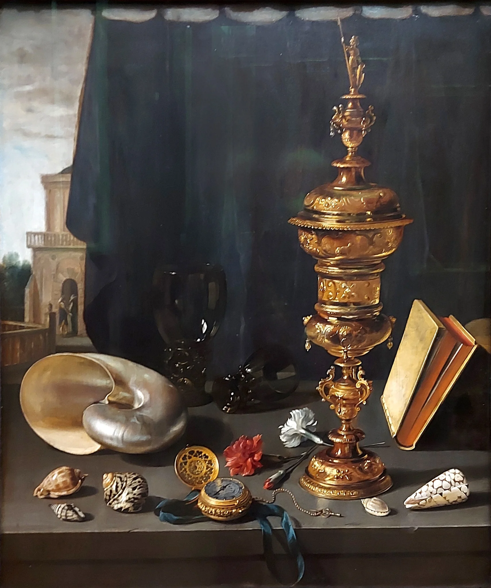 Still Life with a Tall Covered Beaker, by Pieter Claesz, oil, 1624