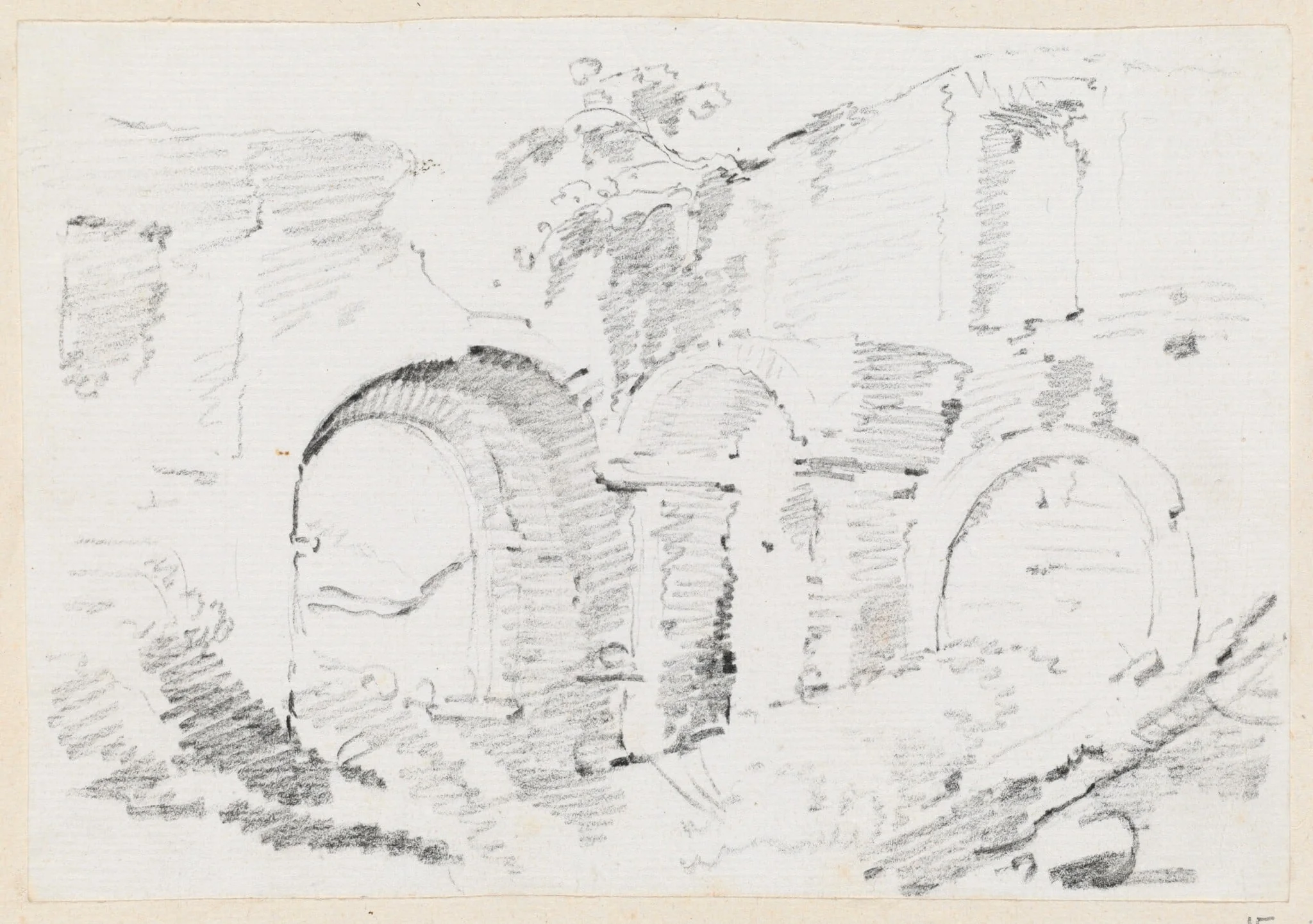 Roman Walls, by Joseph-Marie Vien, graphite, 1747