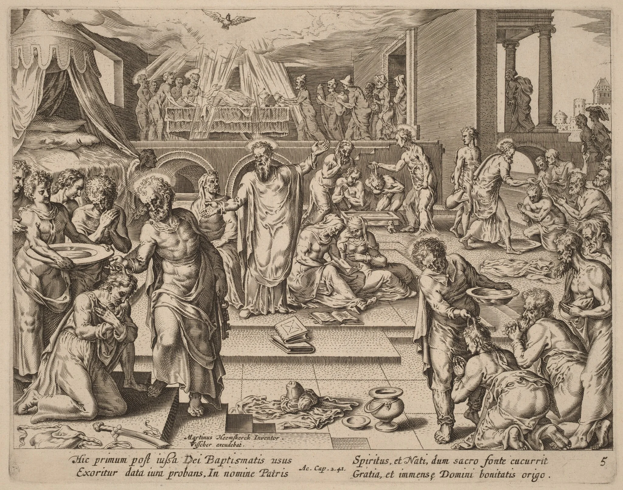 Many are Baptized, by Philip Galle, ink, 1574