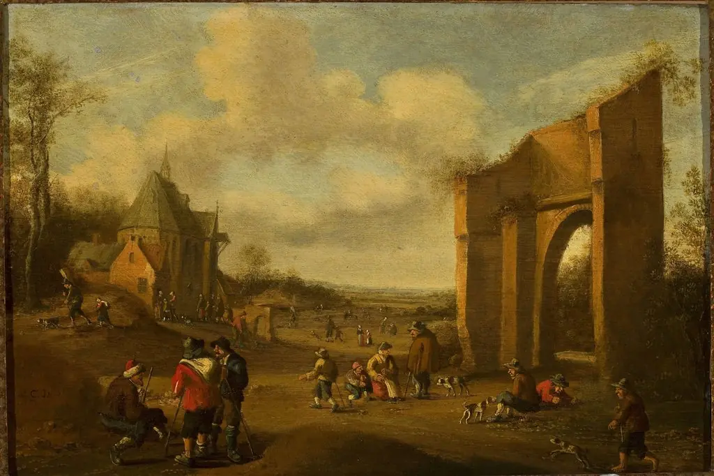 Countryside landscape with peasants