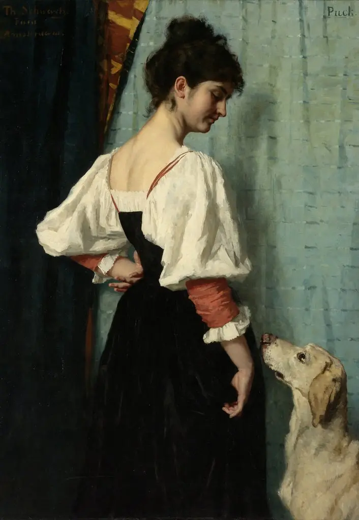 Young Italian woman with the dog Puck