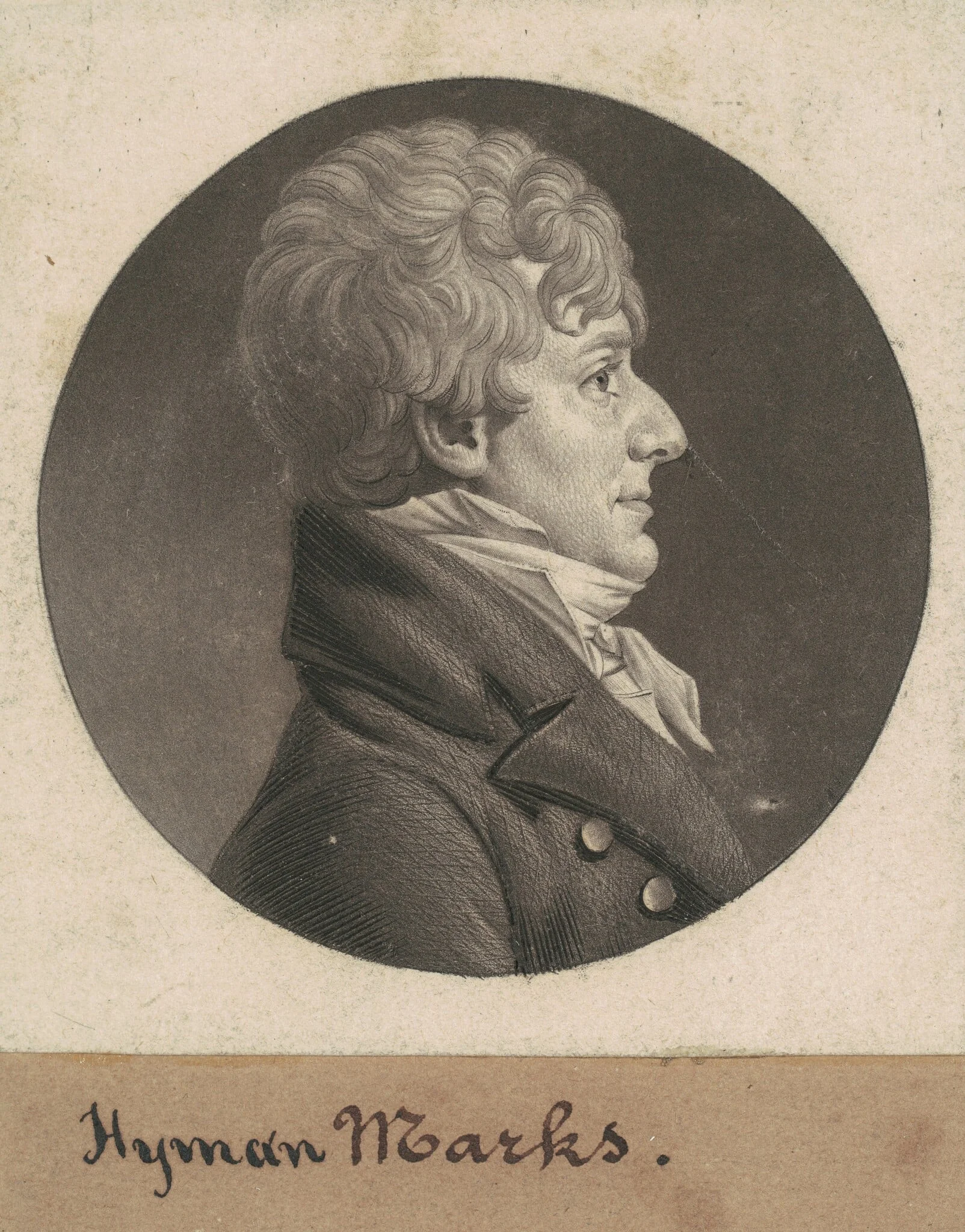 Hyman Marks, by Charles Balthazar Julien Févret de Saint-Mémin, ink, 1805