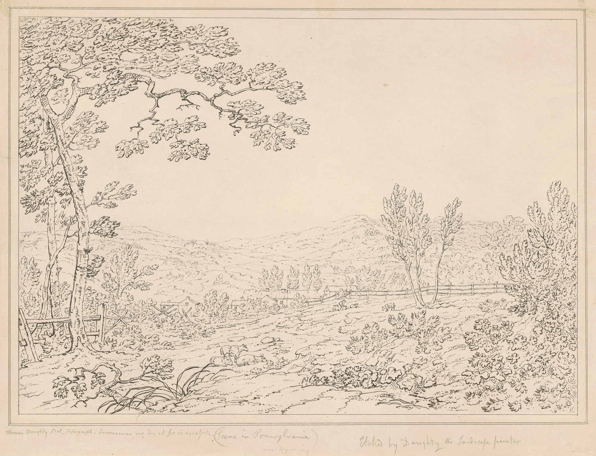 Pennsylvania Landscape, by Thomas Doughty, ink, 1820