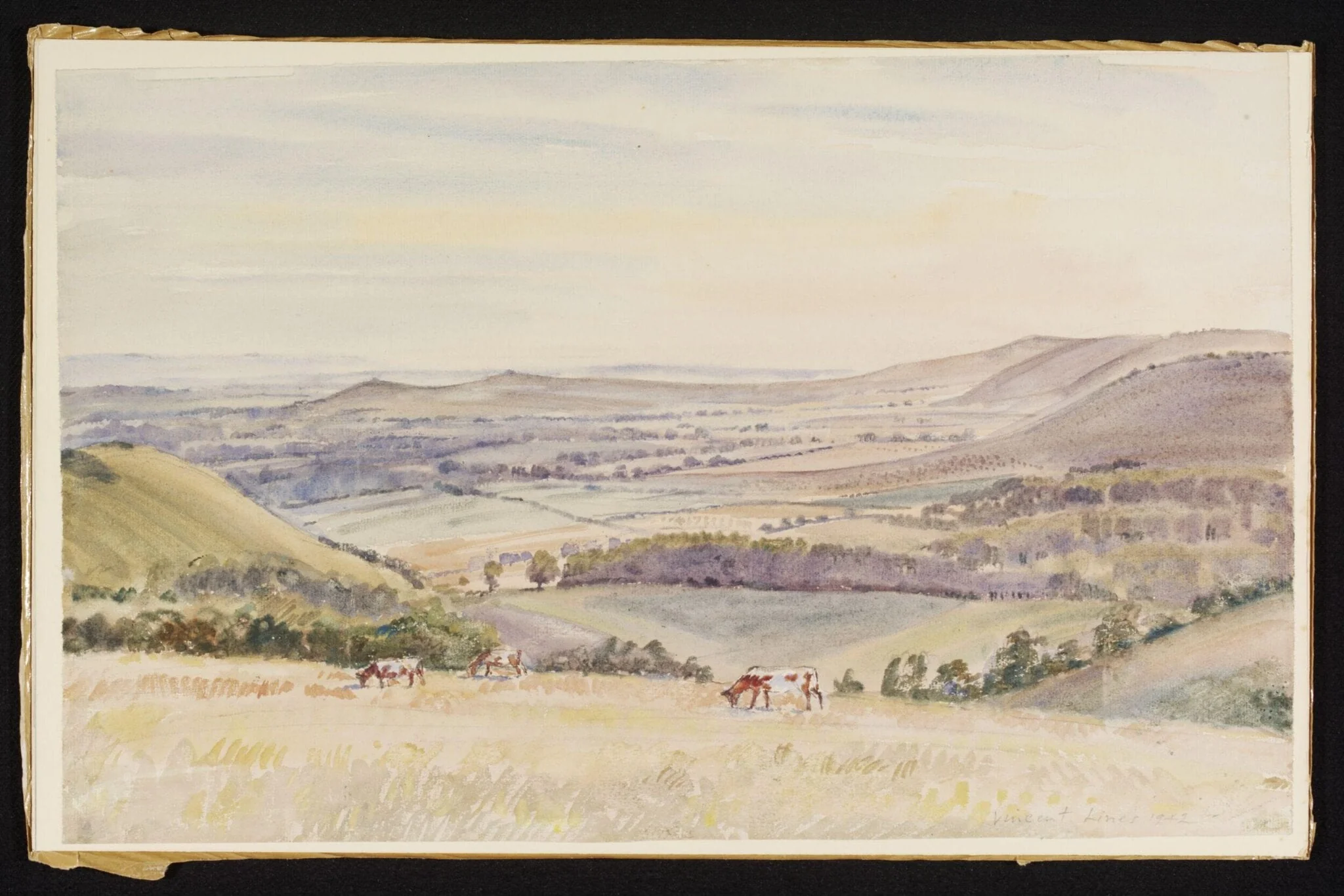 View over Pewsey Vale from Martinsell, by Lines, watercolor, 1942