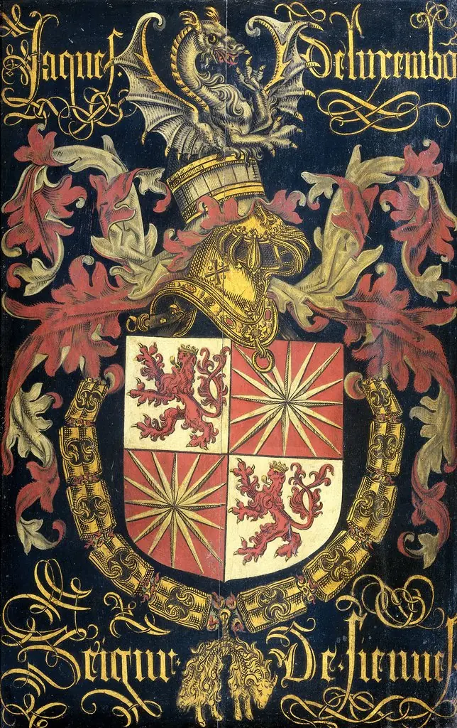 Shield of Jacob of Luxemburg (after 1441-1488), Lord of Fiennes, in his capacity as knight of the Order of the Golden Fleece