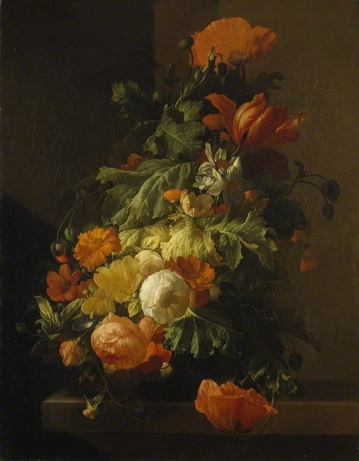 A Vase of Flowers, by Elias van den Broeck, oil, 1690