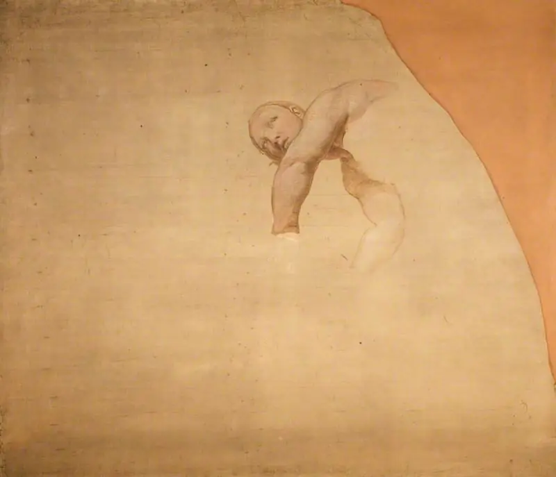Head and Arms of a Figure (cartoon for the southwest angle of the ceiling cove, dining room, Dorchester House)
