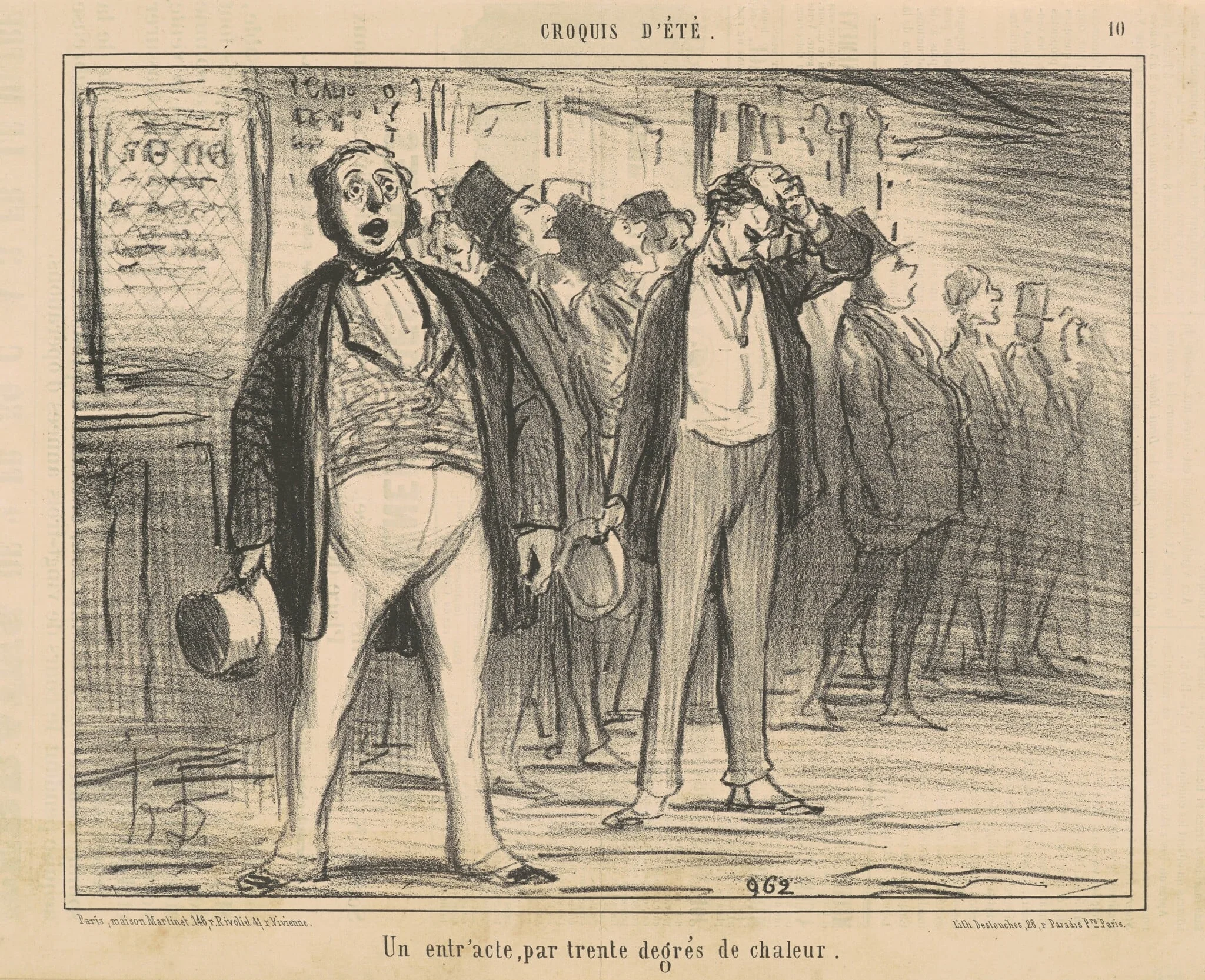 Un entr'acte, par trente degrés de chaleur, by Honoré Daumier, ink, 1856