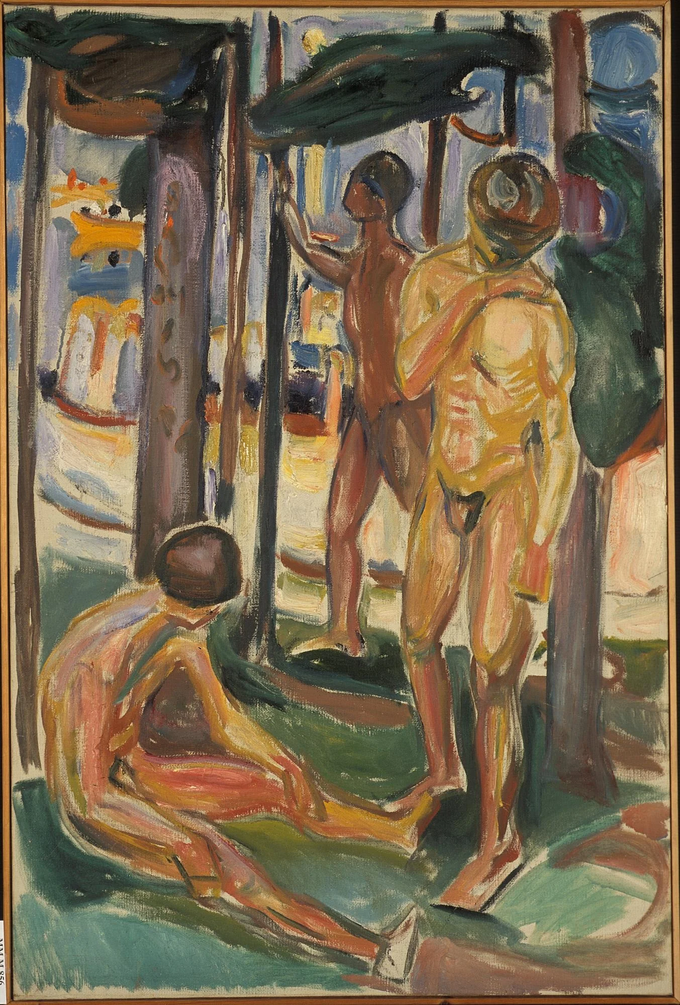Naked Men in Landscape, by Edvard Munch, oil, 1923
