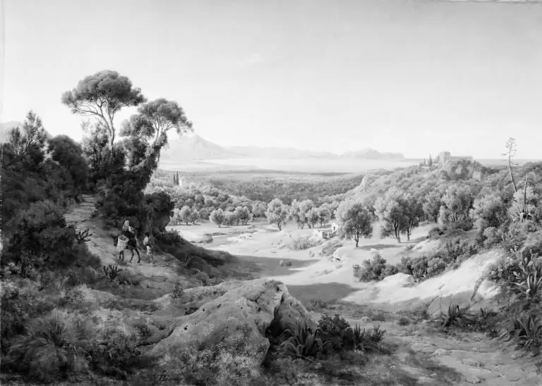 View from Bagheria towards Palermo and Monte Pellegrino, Sicily