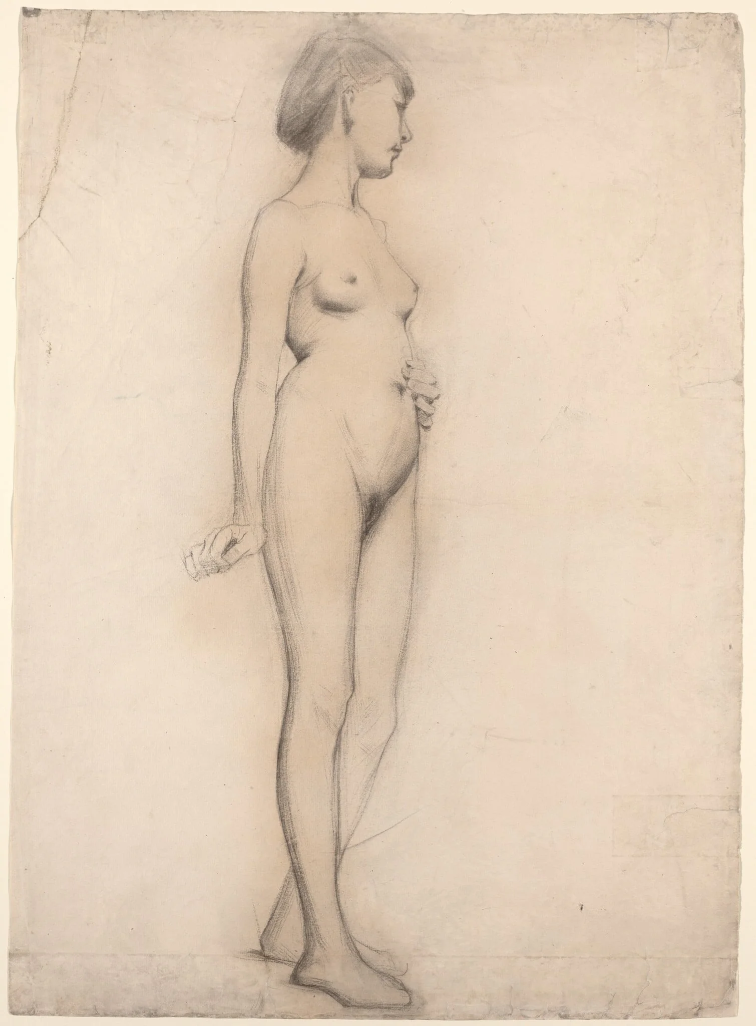 Standing Nude Girl, by Thomas Hovenden, charcoal, 1868