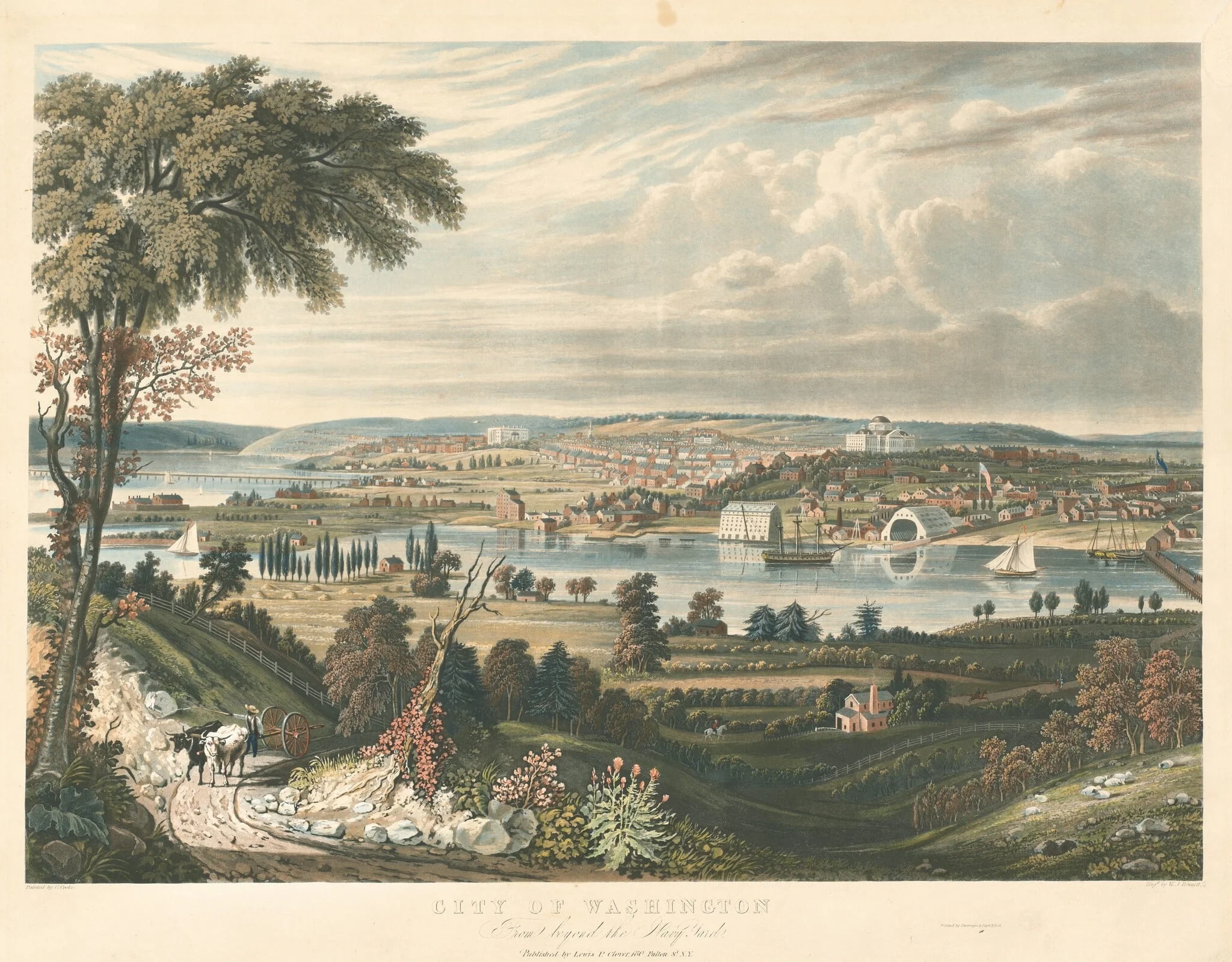 City of Washington: From beyond the Navy Yards, by William James Bennett, ink, 1834