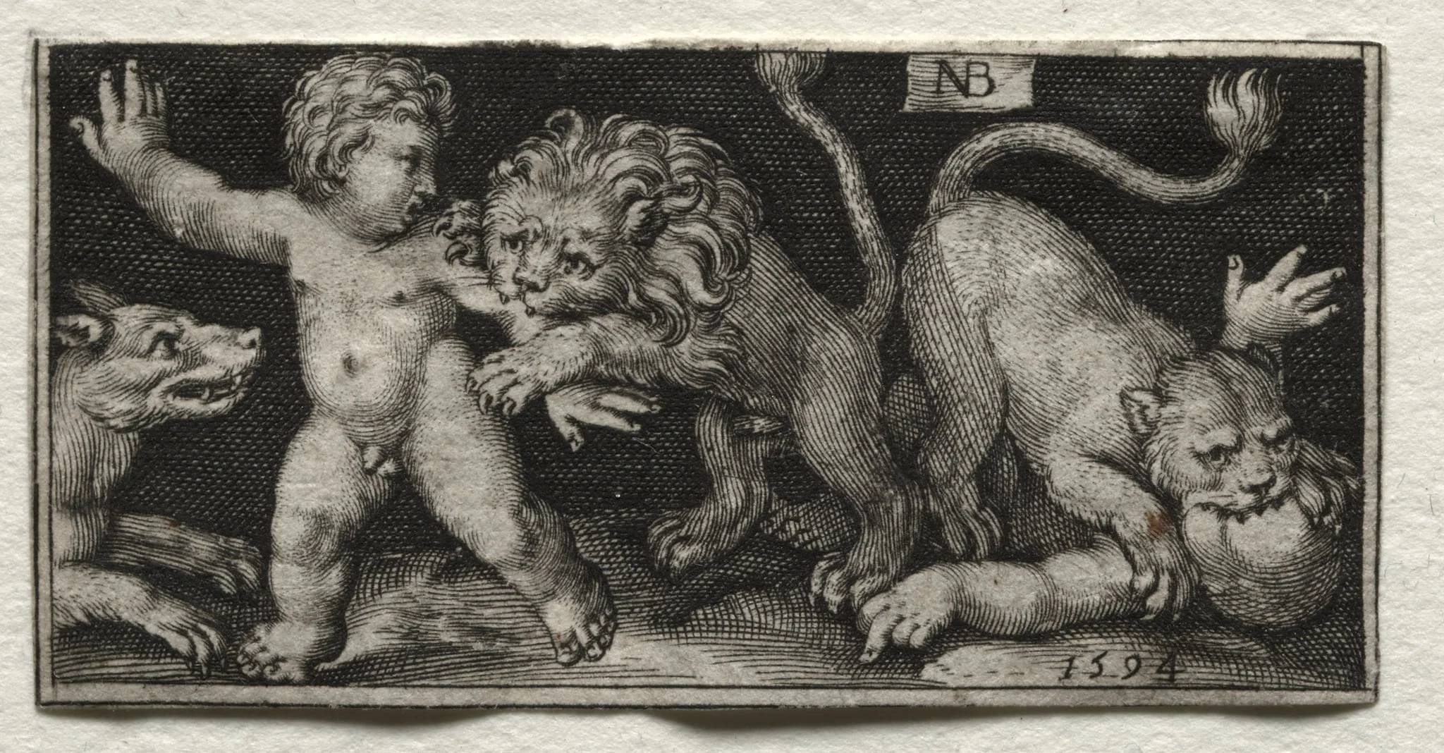 Lions Attacking Children, by Nicolaes de Bruyn, 1594