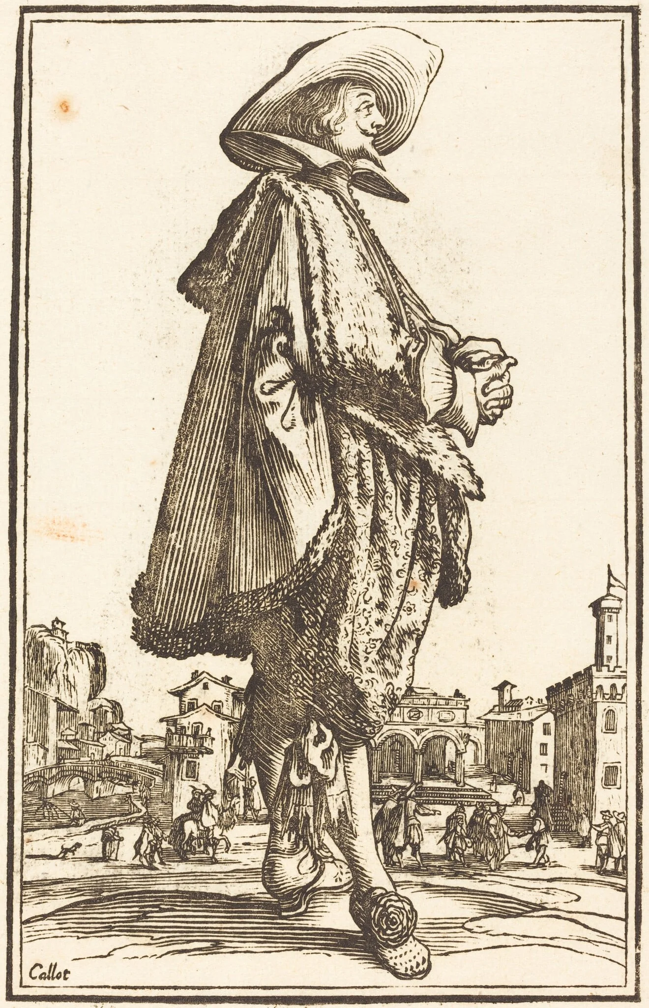 Noble Man with Folded Hands, by French 17th Century, ink, 1623