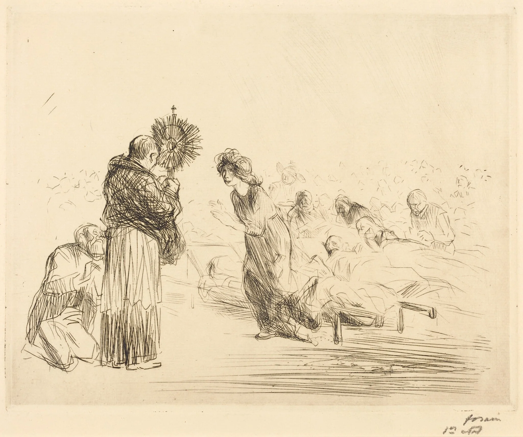 Le miraculé devant l'ostensoir (4e planche) (The Miracle before the Blessed Sacrament) (fourth plate)