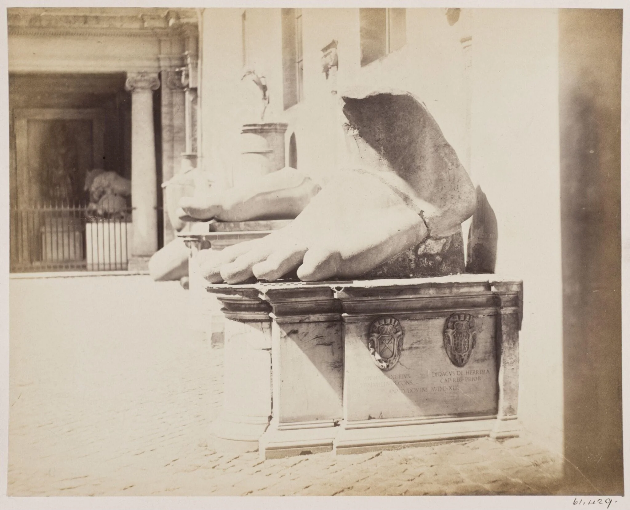 Sculpture - Colossal Foot, now in the Courtyard of the Palazzo de' Conservatori on the Capitol, by John Henry Parker, photographic, 1867