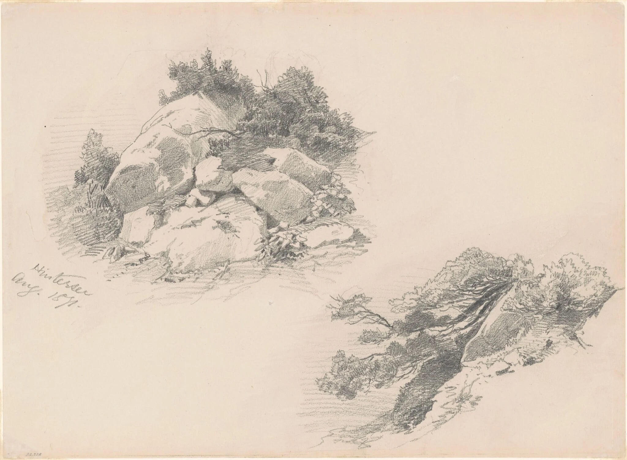 Hintersee, Germany, by John Singer Sargent, graphite, 1871