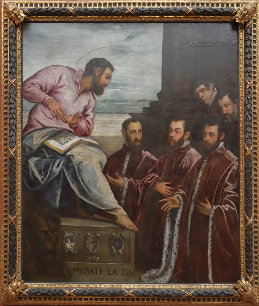 Three Venetian city chamberlains before St. Mark