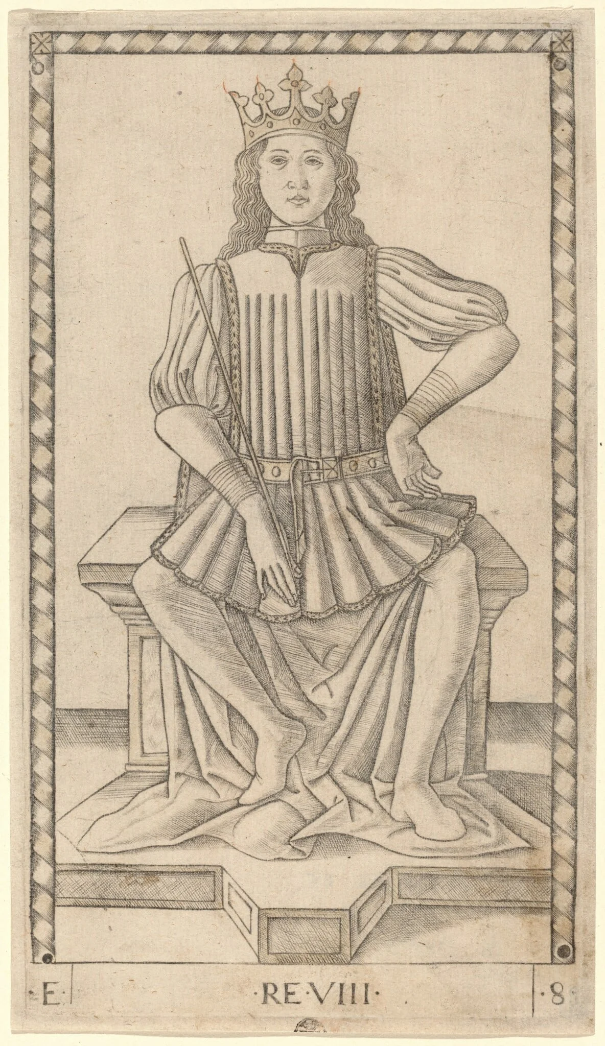 Re (King), by Master of the E-Series Tarocchi, ink, 1465