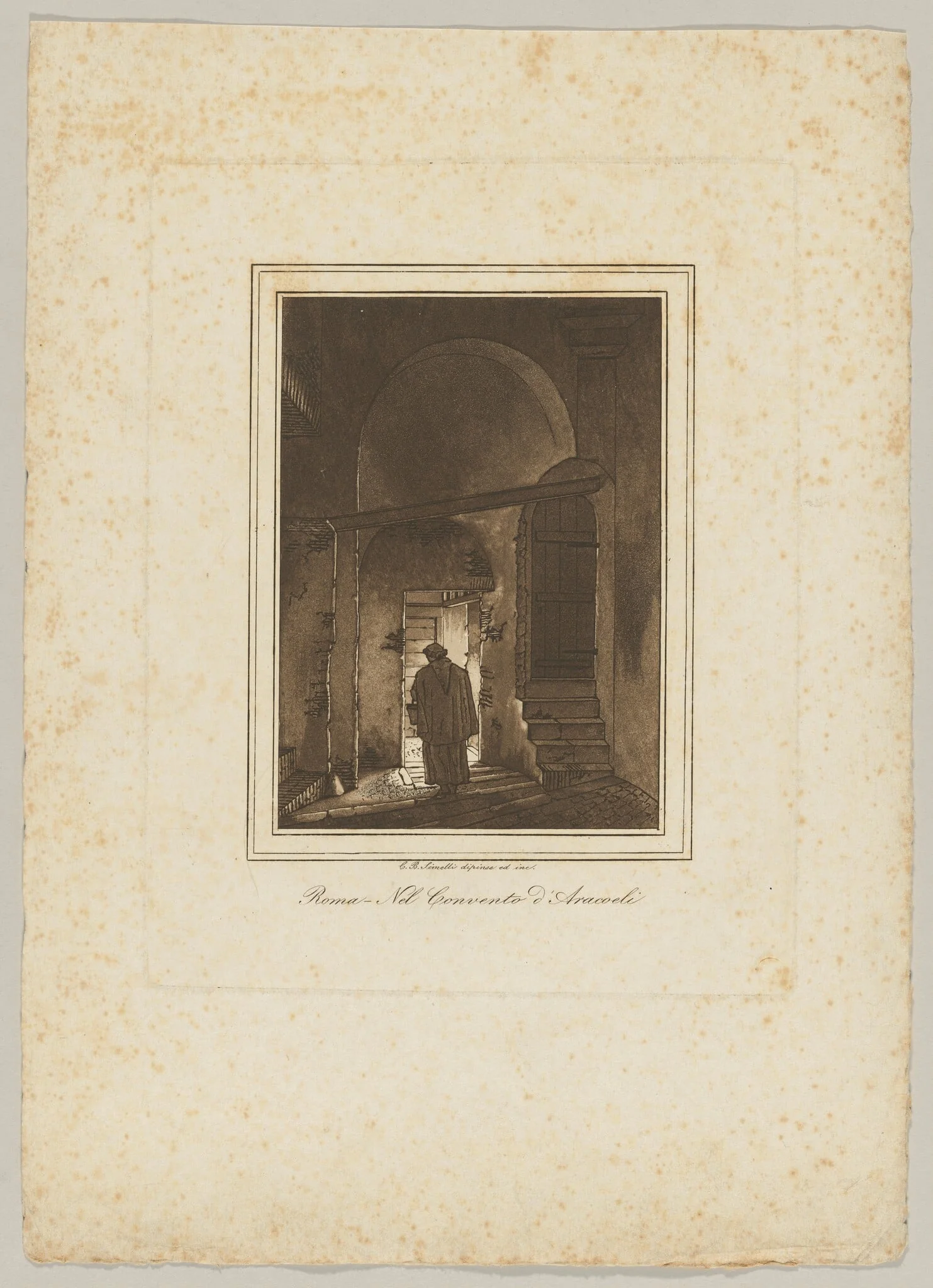 Nel Convento d’Aracoeli (In the Aracoeli Convent), by Carlo Baldassare Simelli, ink, 1840