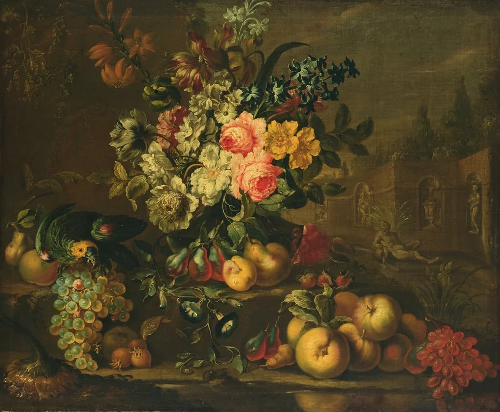 Flowers and fruits, by Franz Werner Tamm, oil, 1700