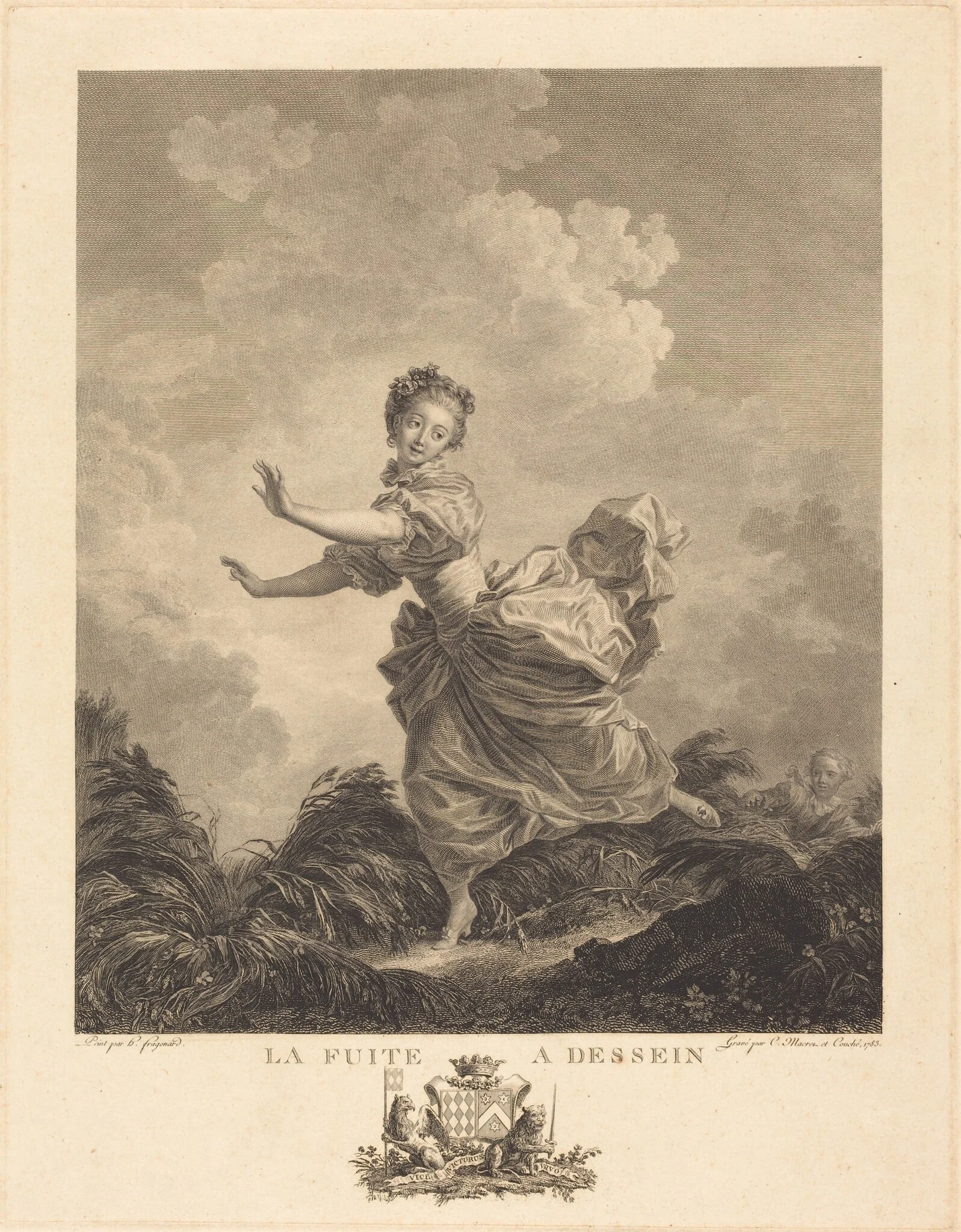 La Fuite à dessein (The Pre-Arranged Flight), by Charles François Adrien Macret, ink, 1783