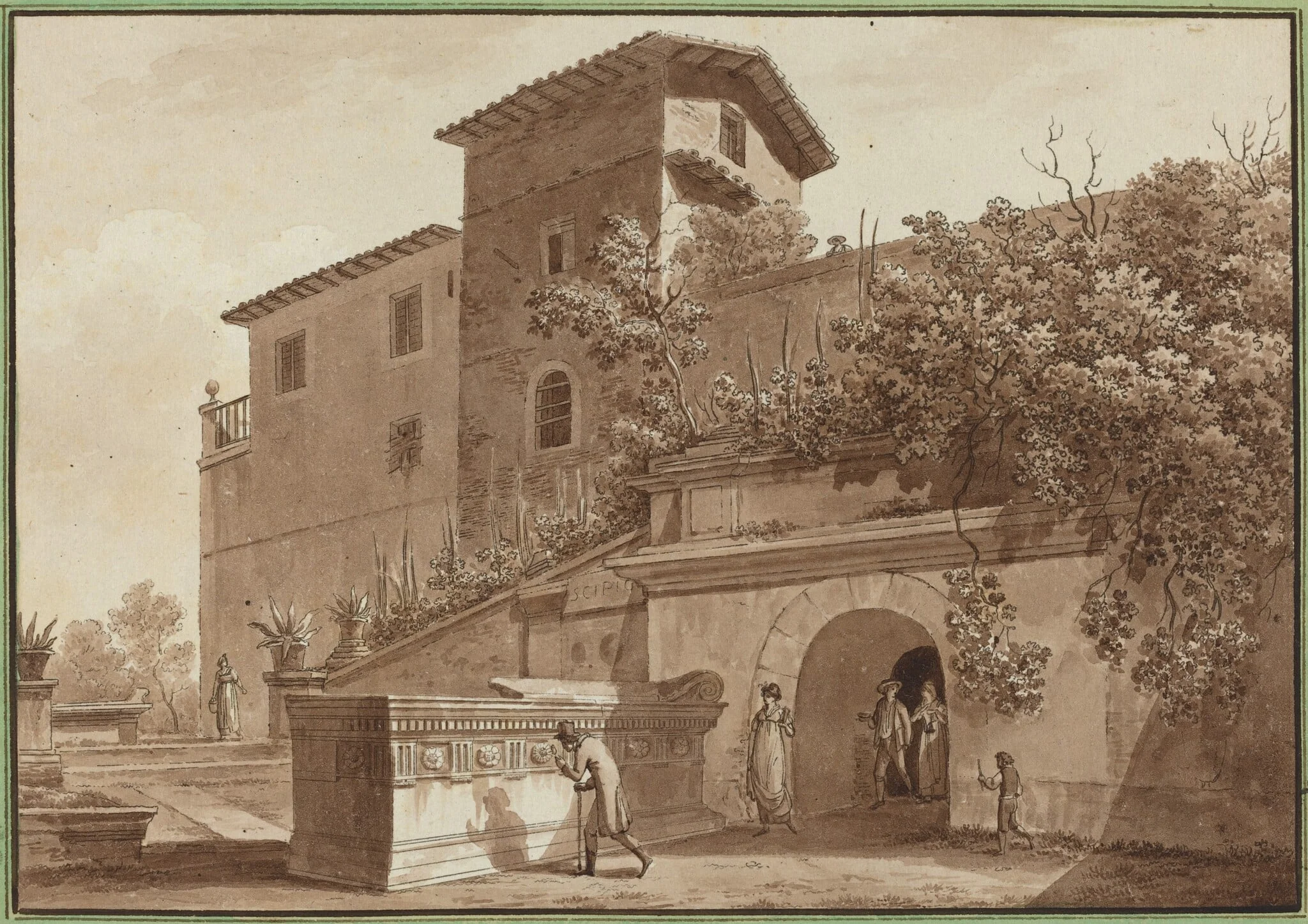 Tomb of Scipios, by Angelo Uggeri, ink, 1803
