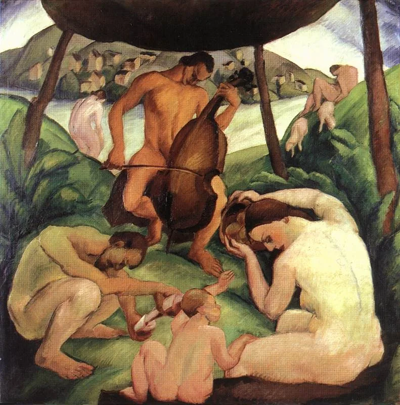 Concert, by Gyula Derkovits, oil, 1922