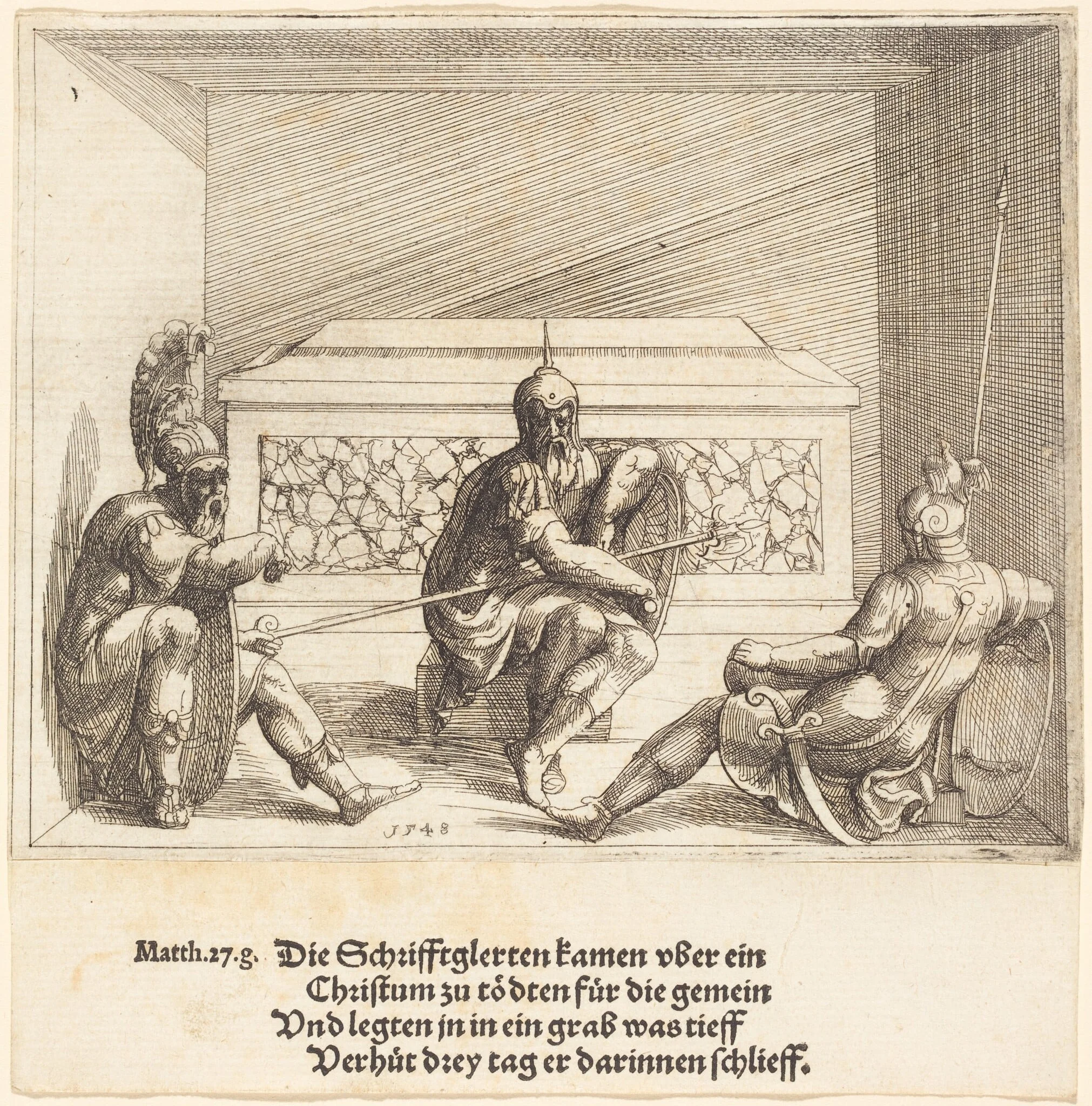 Christ in the Tomb, by Augustin Hirschvogel, ink, 1548