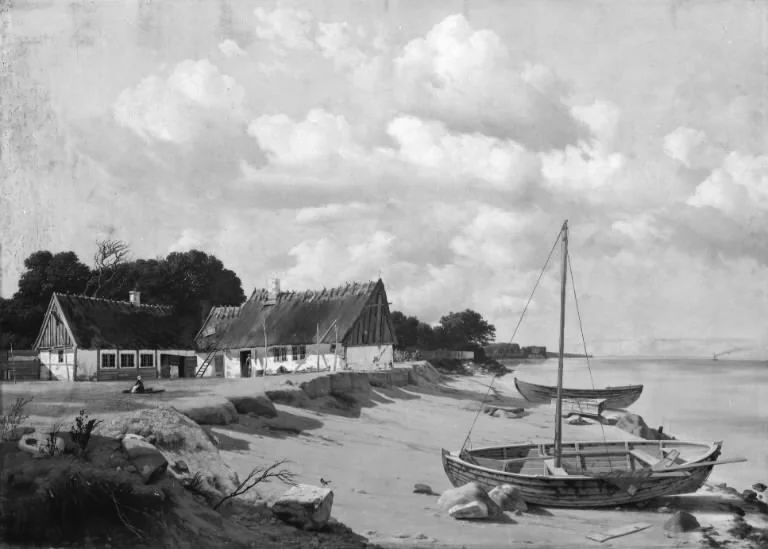 Kystparti ved Tårbæk. Eftermiddag, by Heinrich Buntzen, oil, 1835