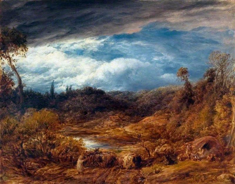Landscape, Driving Cattle, by John Linnell, oil, 1842