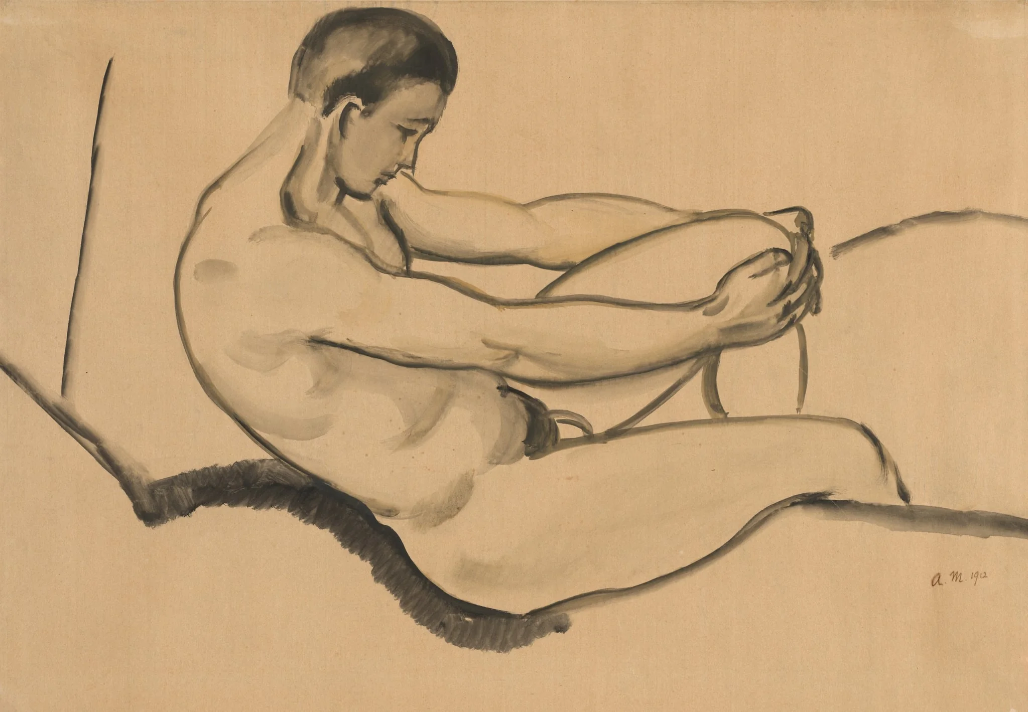Male Nude, by August Macke, 1912