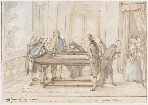 Group of gentlemen playing Billiards
