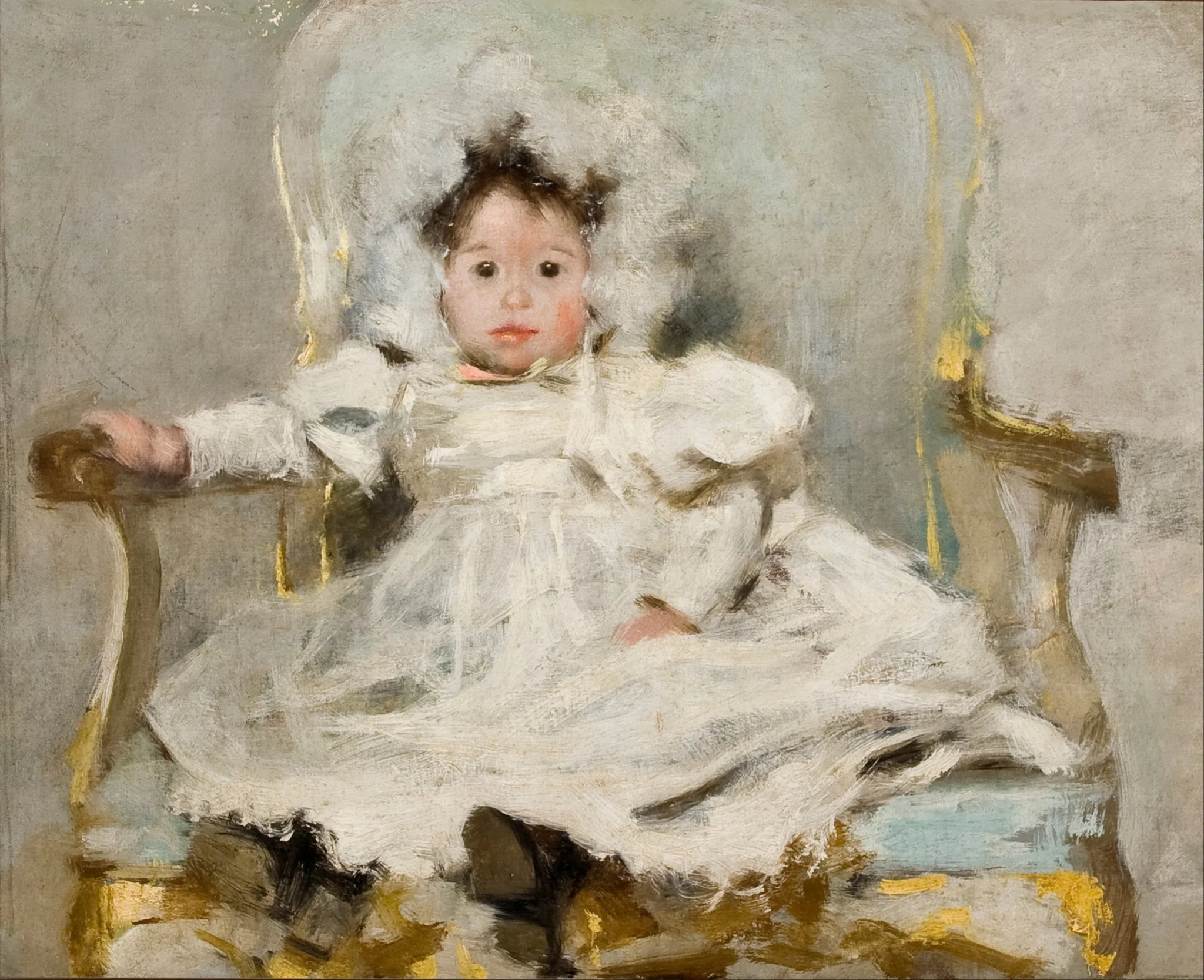 Girl in white, by Carlos Baca-Flor, oil, 1902