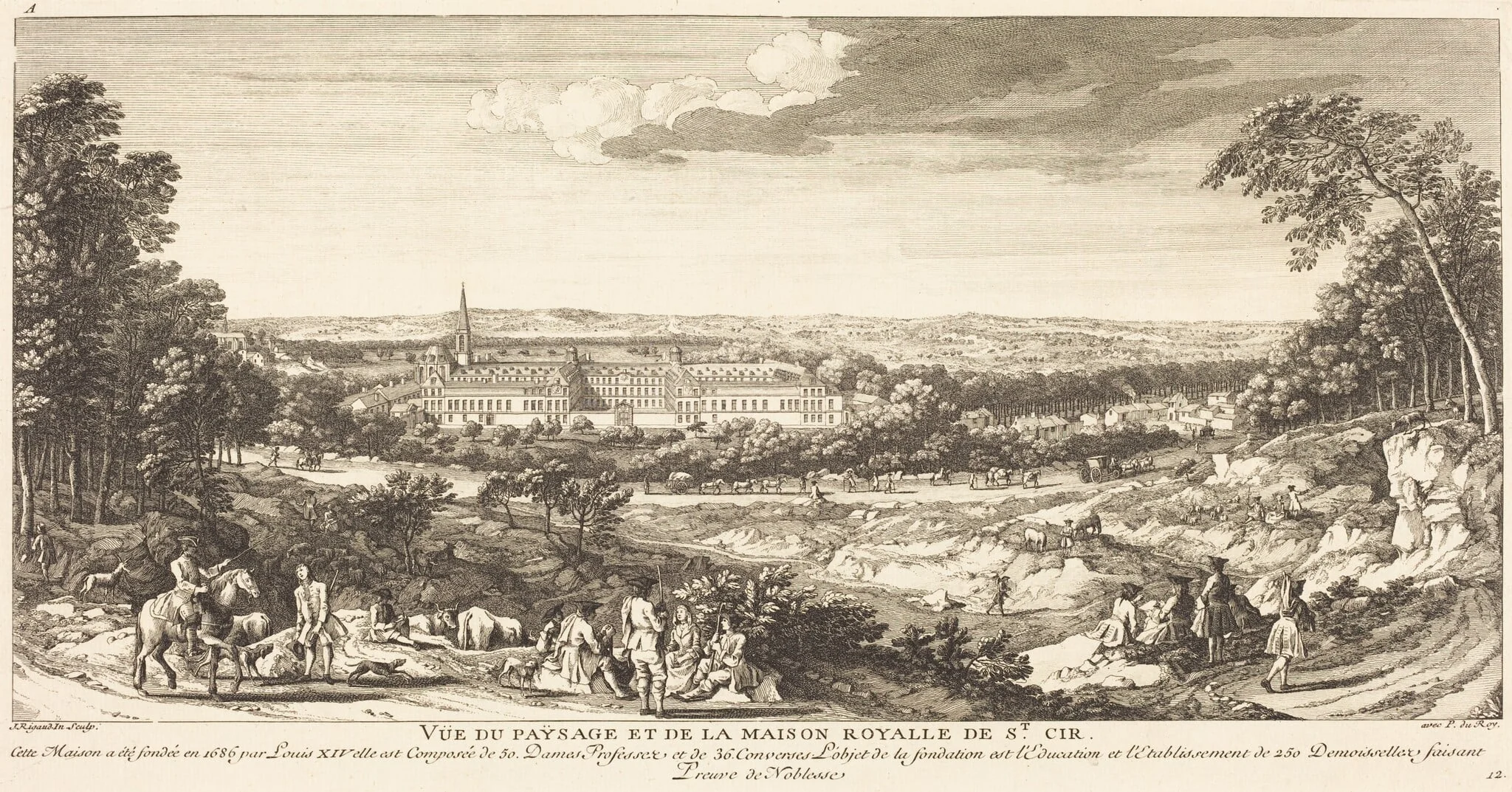 Vue du Paysage de la Maison Royalle de Saint Cir, by Jean-Baptiste Rigaud, ink, 1746