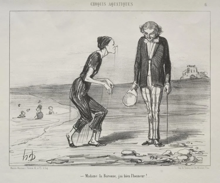 Baroness, it is my honor!..., by Honoré Daumier, 1853
