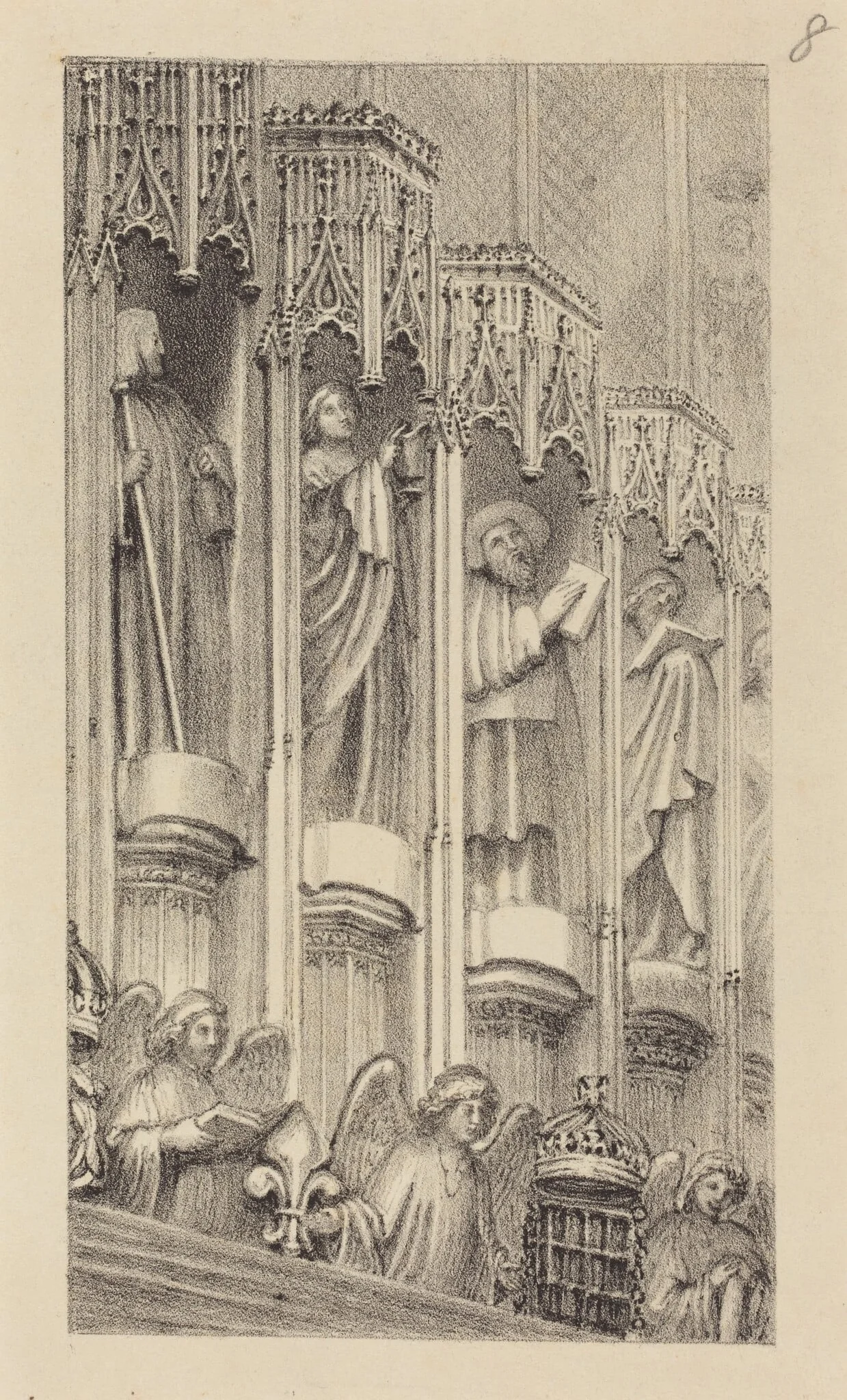 Statues in the Architecture of Henry the Seventh's Chapel, Westminster Abbey, by Maria Denman, ink, 1829