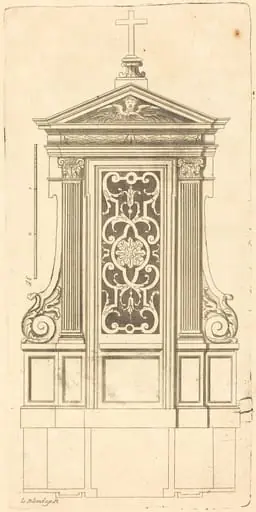 Plan et elevation des plus beaux confessionnaux de Paris, tres fidelemant mesure