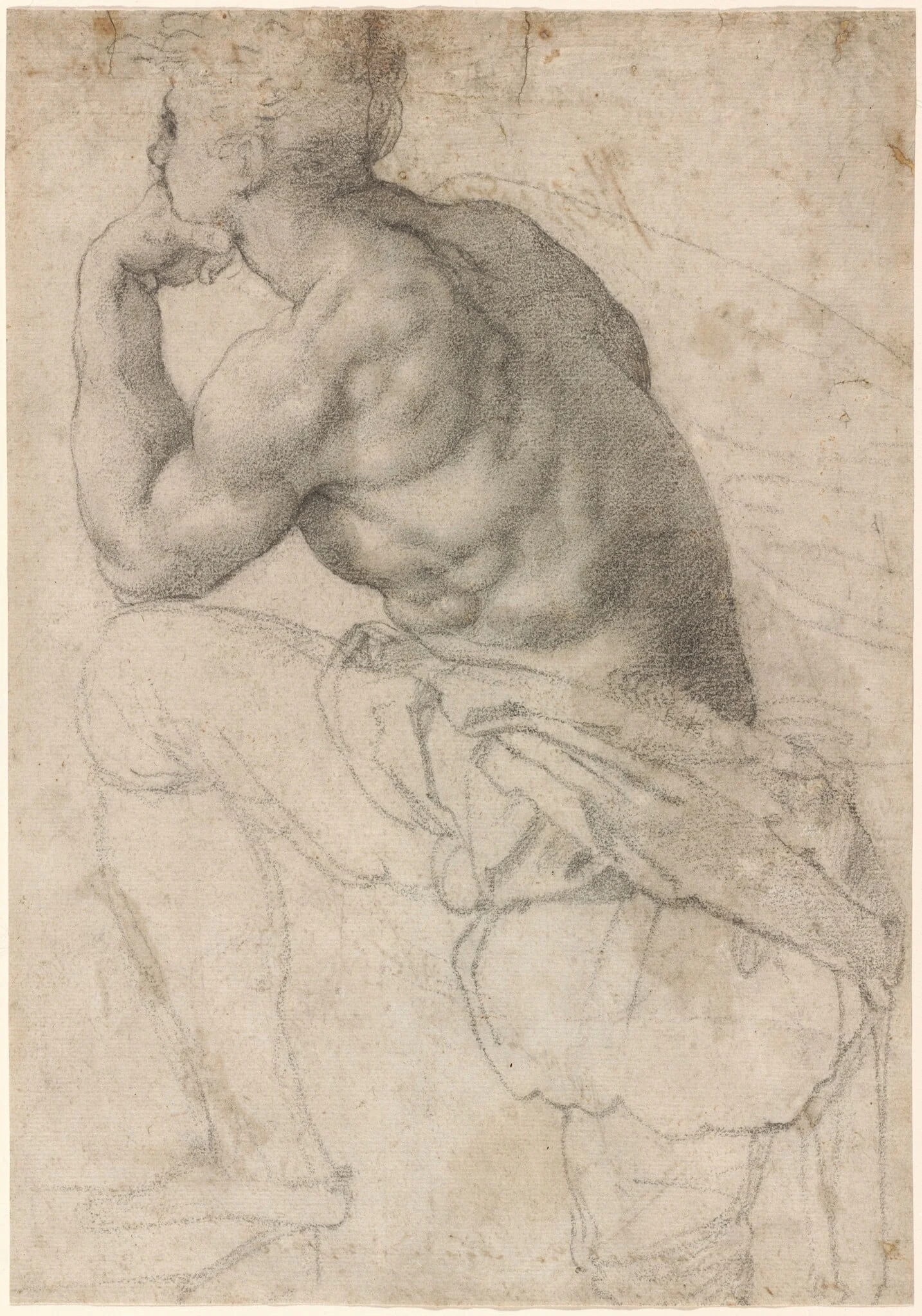 A Pearl Diver, by Alessandro Allori, chalk, 1570