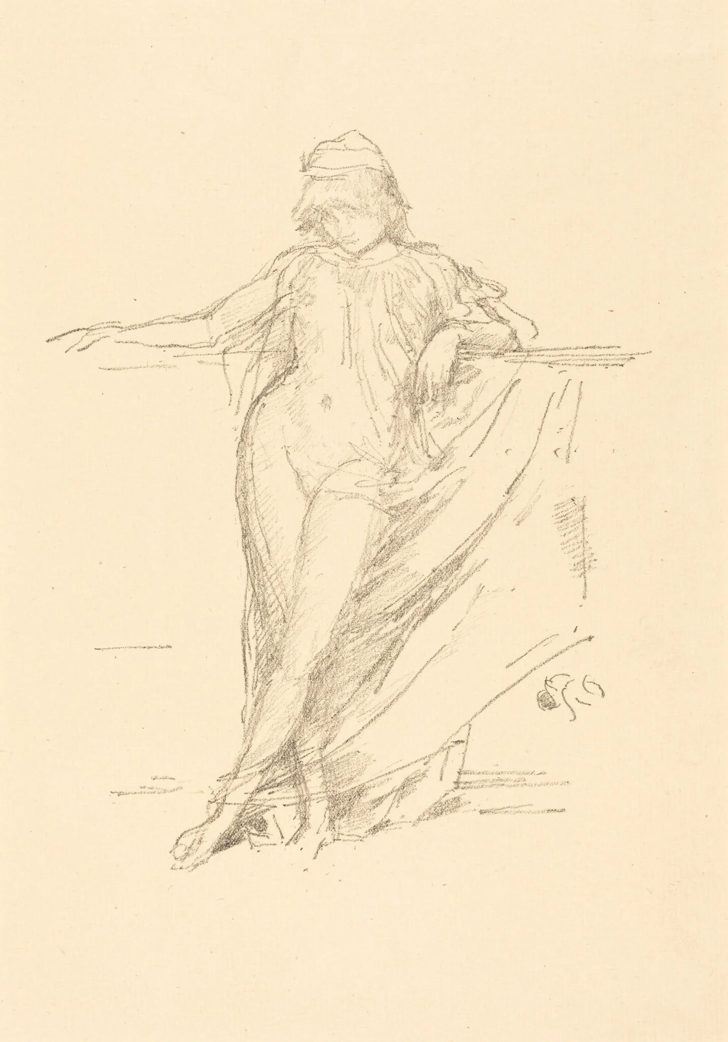 Little Draped Figure, Leaning, by James McNeill Whistler, ink, 1893