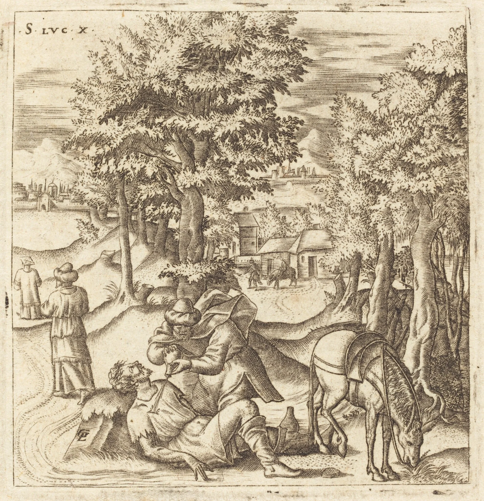 The Good Samaritan, by Léonard Gaultier, ink, 1578