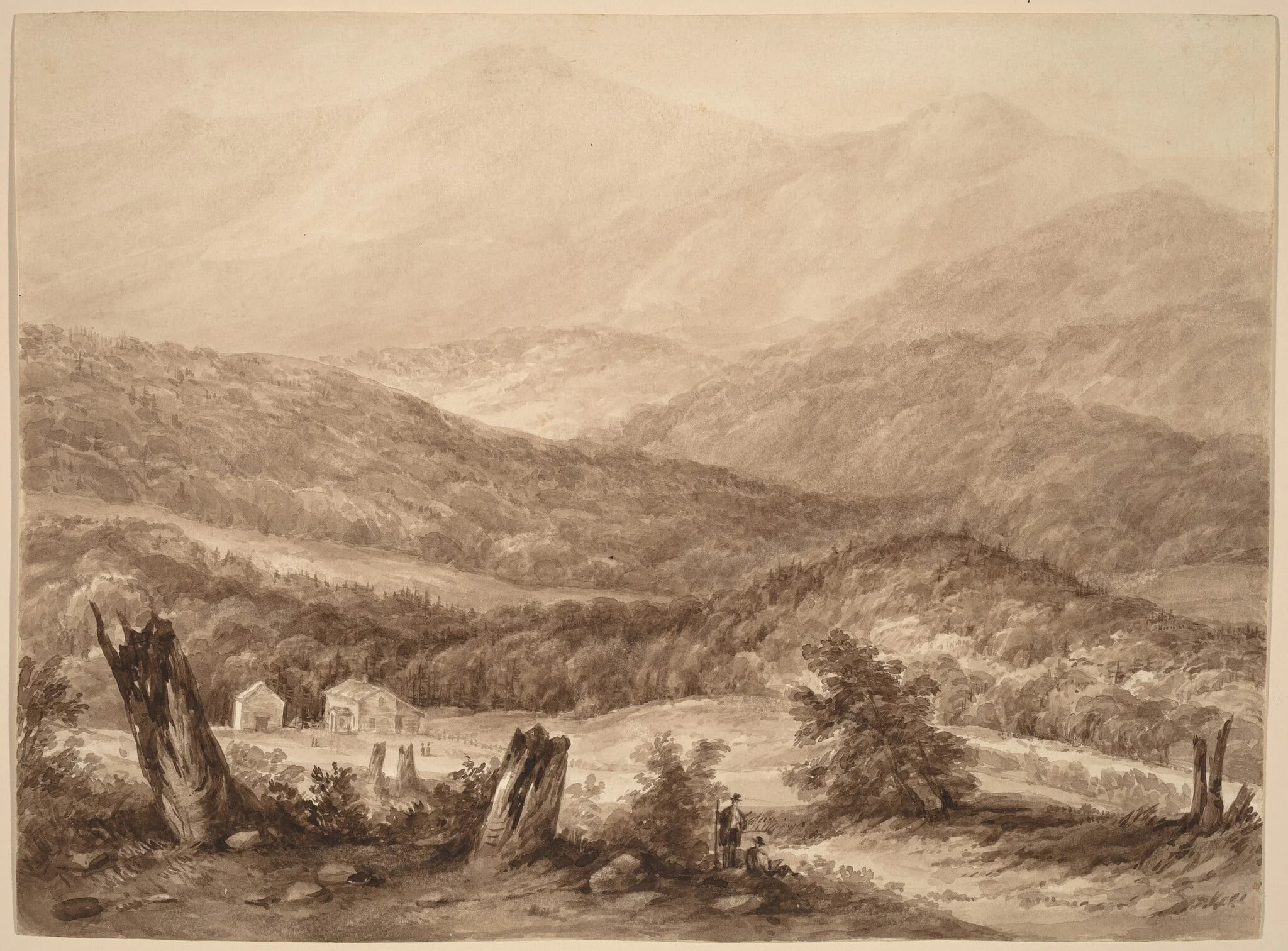 White Mountains (?), by Asher Brown Durand, ink, 1828