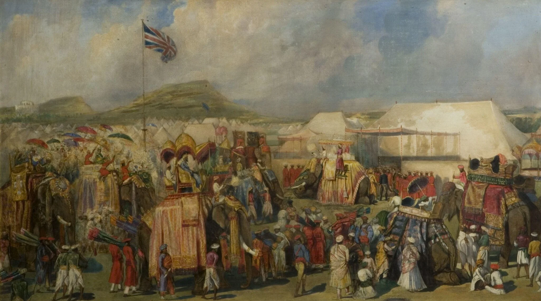 Darbar at Shaikabad, 1860, by George Landseer, watercolor, 1860