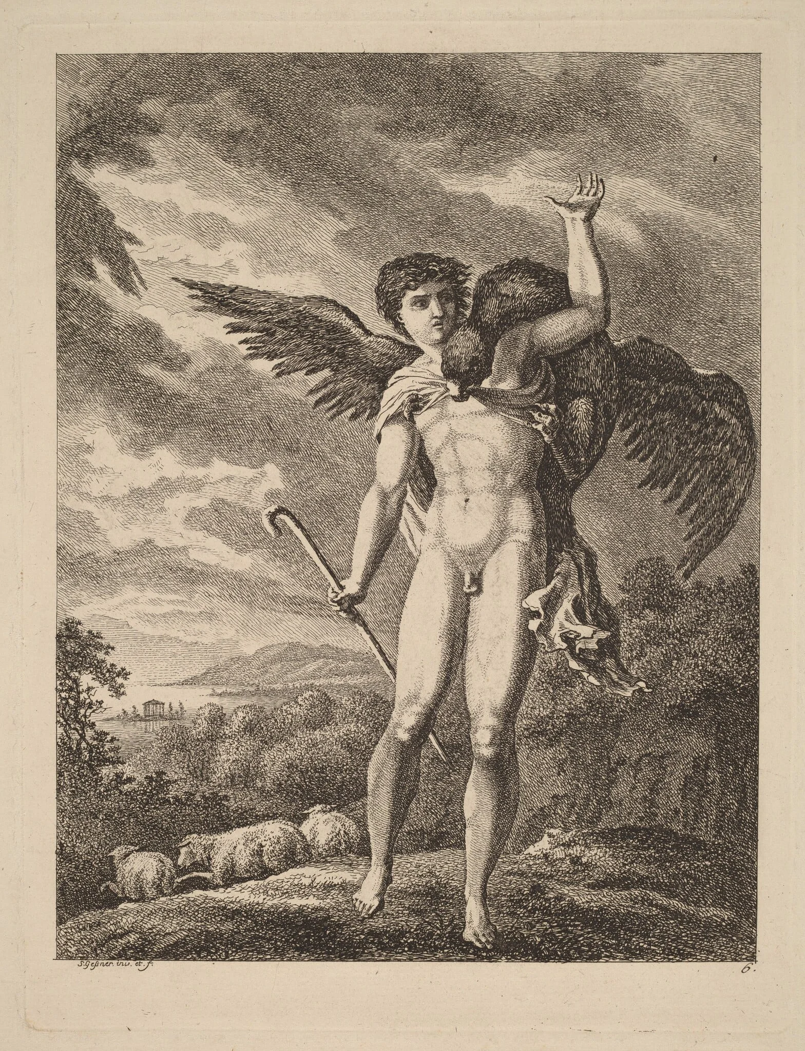 The Rape of Ganymede, by Salomon Gessner, ink, 1770