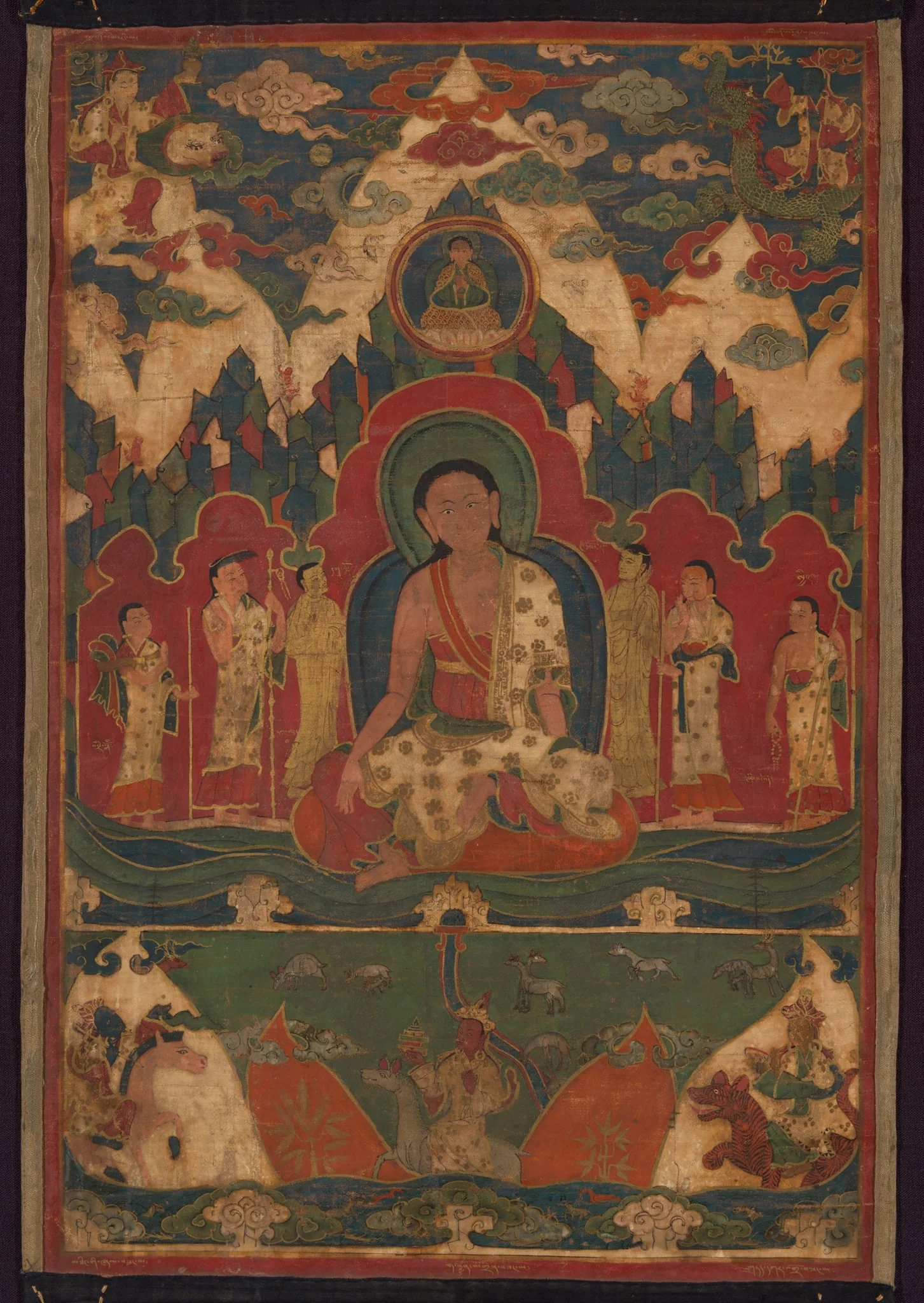 Milarepa on Mount Kailash, by Unknown, gold, 1500