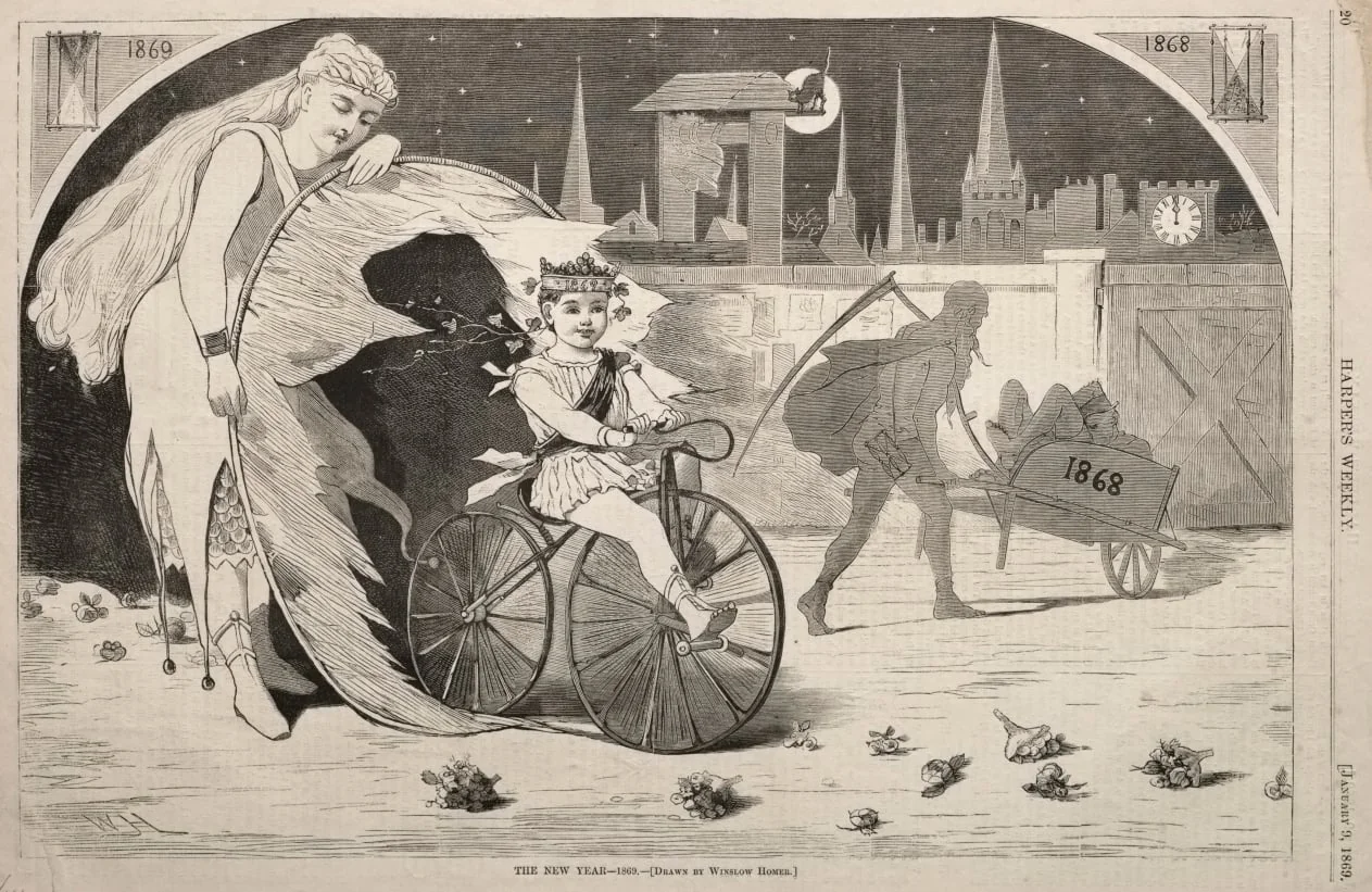 The New Year - 1869, by Winslow Homer, 1868