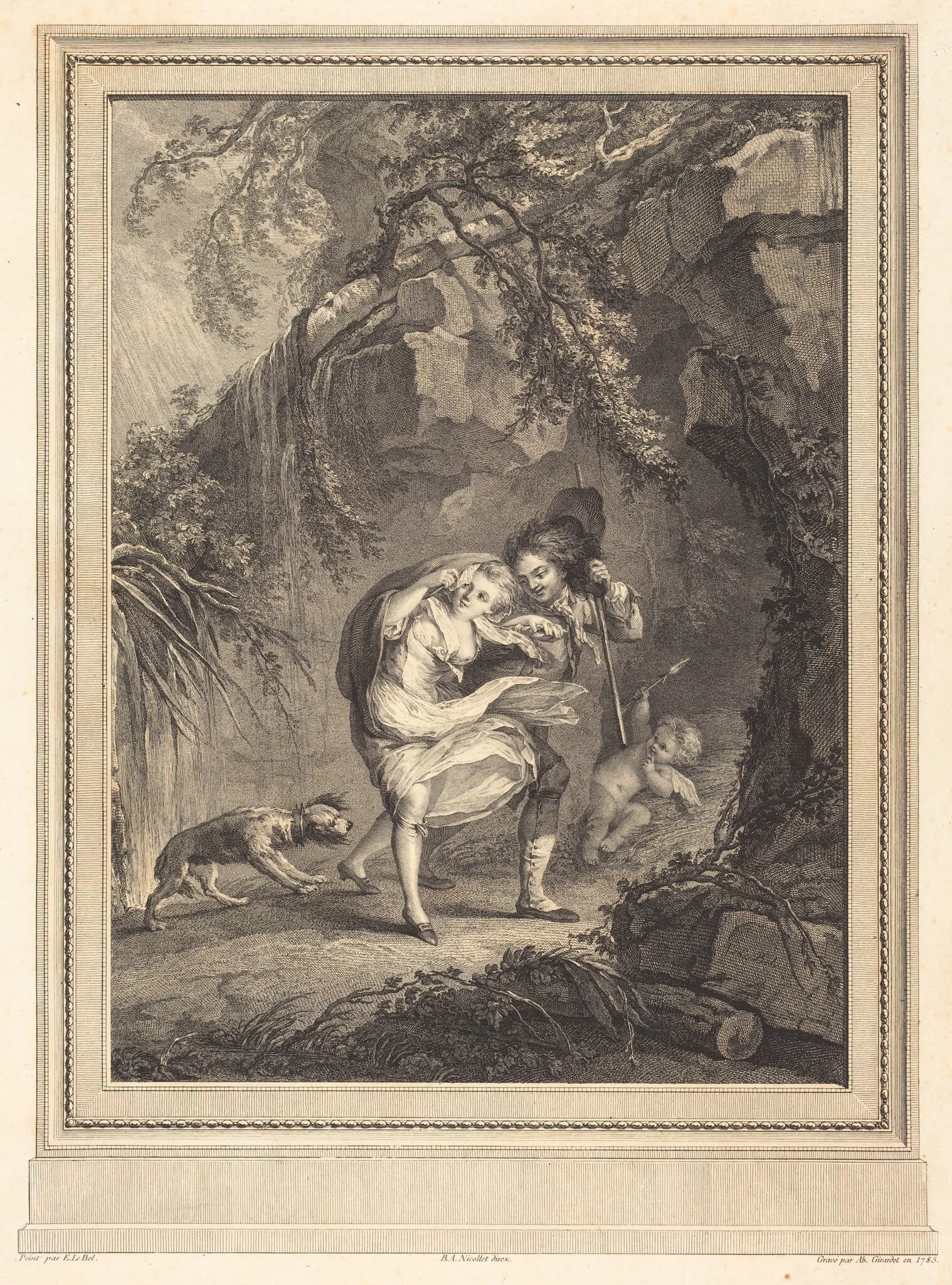 Le coup de vent (The Gust of Wind), by Abraham Girardet, ink, 1785