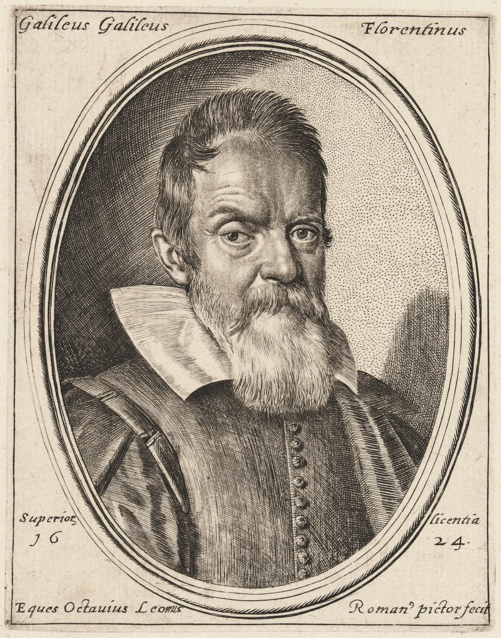 Galileo Galilei, by Ottavio Leoni, ink, 1624